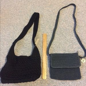 Two woven purses (1 blue and 1 black)